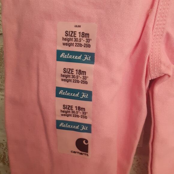 Carharrt Bib Overalls Pink NWT 18mos Adorable Snap Leg - Picture 8 of 9